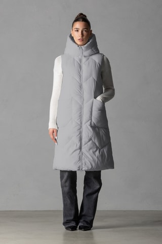 Gilet long sans manches à capuche - Gris