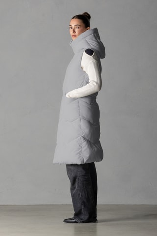 Gilet long sans manches à capuche - Gris