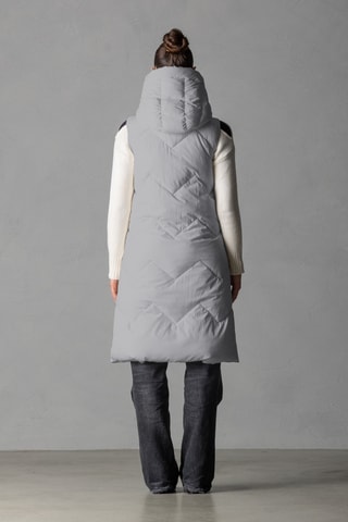Gilet long sans manches à capuche - Gris