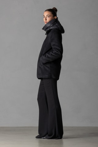 Manteau en laine à capuche - Noir