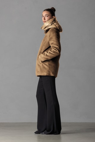 Manteau en laine à capuche - Camel