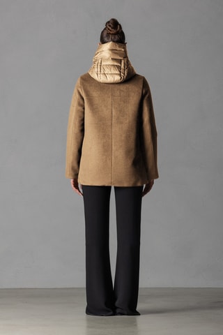 Manteau en laine à capuche - Camel