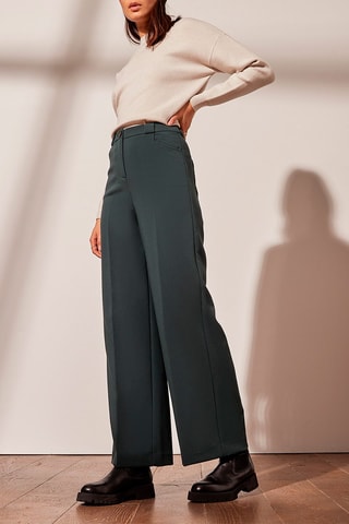 Broek Wide Legs Hoge Taille Paul - Dennengroen