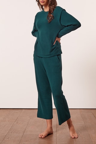 Velours 7/8 Pyjamabroek hoge taille Amythis- Donkergroen