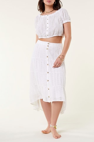 Crop top met Engelse borduursels - Wit