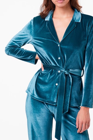 Velours Blouse Velvety Dennengroen