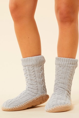 Antislipsokken Nolia lichtgrijs en beige