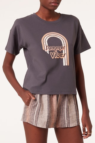 Linnen Short - Bruin en Oranje