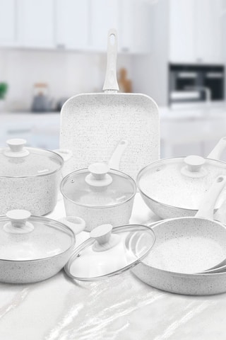 Batterie de cuisine en granit et quartz blanc StoneWhite - 13 pièces