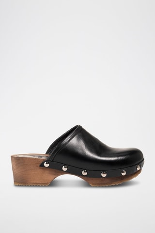 Leren Clogs Blossom - Zwart