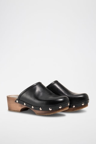 Leren Clogs Blossom - Zwart
