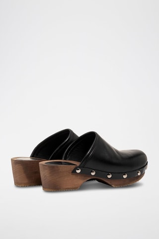Leren Clogs Blossom - Zwart