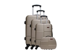 Set de 3 valises et vanity - 55/65/75/23 cm - Beige