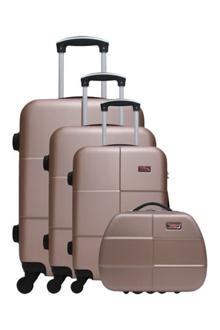 Set de 3 valises et vanity - 55/65/75/23 cm - Doré rose