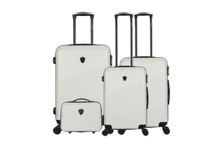 Set de 3 valises (S/M/L) et vanity Peter-C - 55/65/75/30 cm  - Noir, beige et argenté