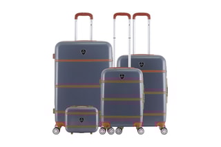 Set de 3 valises (S/M/L) et vanity Walter-C - 55/65/75/30 cm  - Noir, marron, argenté et gris