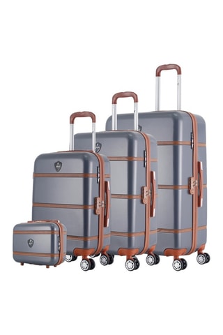 Set de 3 valises (S/M/L) et vanity Walter-C - 55/65/75/30 cm  - Noir, marron, argenté et gris