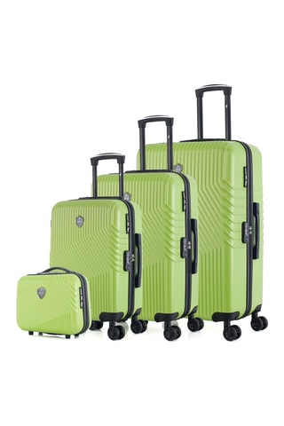 Set de 3 valises (S/M/L) et vanity Peter-C - 55/65/75/30 cm  - Noir, vert et argenté