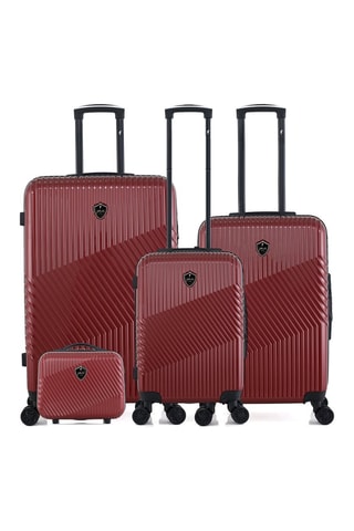 Set de 3 valises (S/M/L) et vanity Peter-C - 55/65/75/30 cm  - Bordeaux