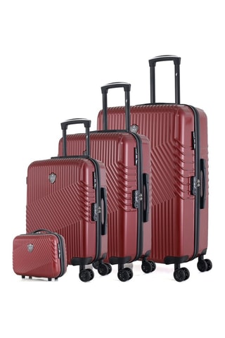 Set de 3 valises (S/M/L) et vanity Peter-C - 55/65/75/30 cm  - Bordeaux