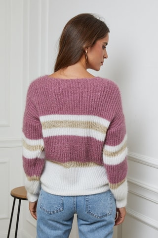 Pull - Rose et blanc