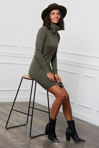 Robe pull en cachemire - Kaki