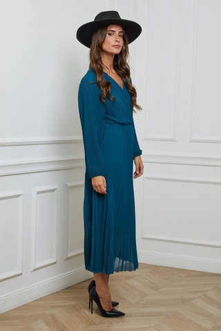 Robe plissée - Bleu canard