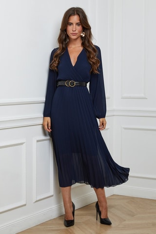 Robe plissée - Bleu marine