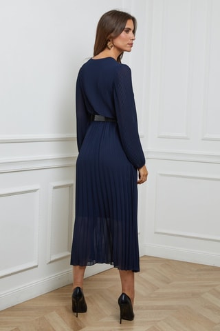 Robe plissée - Bleu marine