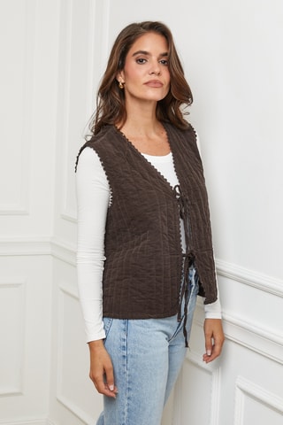 Gilet sans manches en velours - Marron