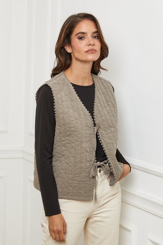 Gilet sans manches en velours - Taupe