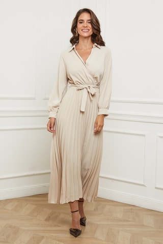 Robe plissée - Beige