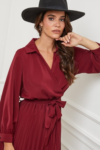 Robe plissée - Bordeaux