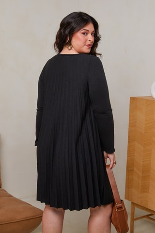 Robe plissée en laine - Noir
