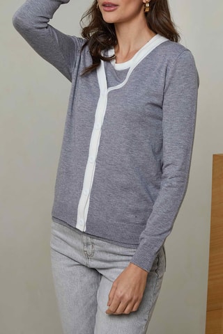 T-shirt et gilet - Gris chiné et blanc