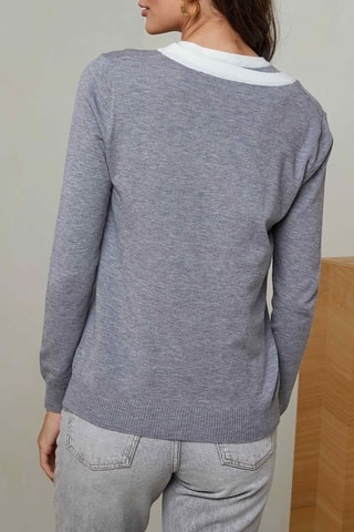 T-shirt et gilet - Gris chiné et blanc