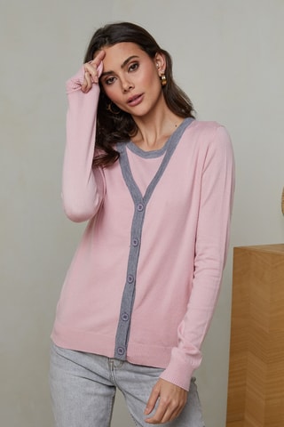 T-shirt et gilet - Rose poudré et gris clair