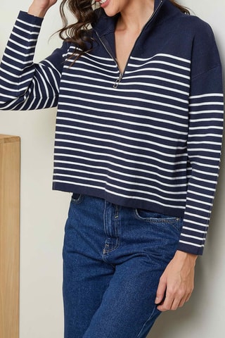 Pull - Bleu marine et blanc