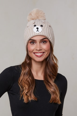 Bonnet à pompon - Beige