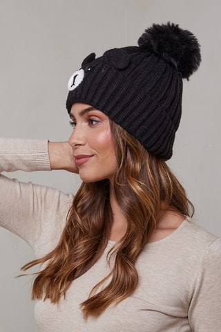 Bonnet à pompon - Noir