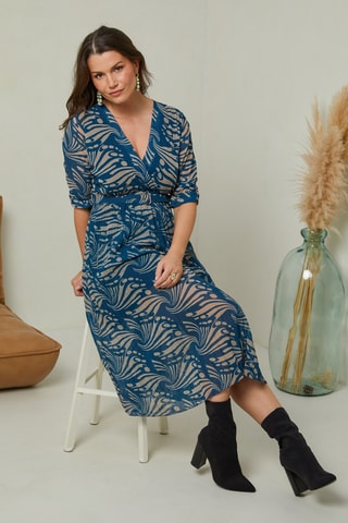 Robe plissée - Bleu cobalt