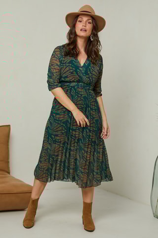 Robe plissée - Vert émeraude