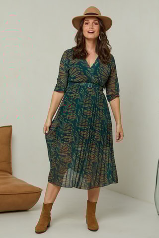 Robe plissée - Vert émeraude