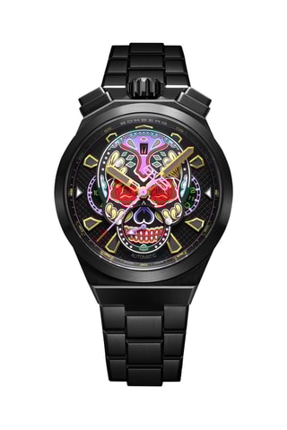 Montre automatique en acier inoxydable - Chronographe - Noir et rouge