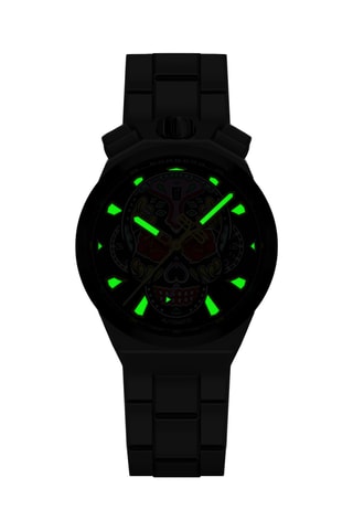 Montre automatique en acier - Chronographe - Argenté et noir