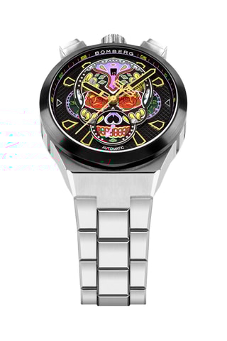 Montre automatique en acier - Chronographe - Argenté et noir