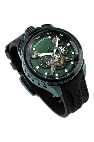 Montre à quartz en silicone - Boussole - Noir et vert