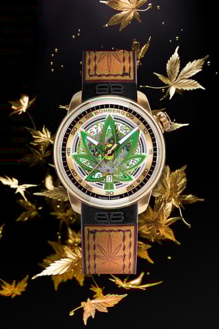 Montre automatique en silicone - Marron et doré