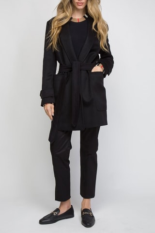 Manteau en laine et cachemire Sherringham short A23O - Noir