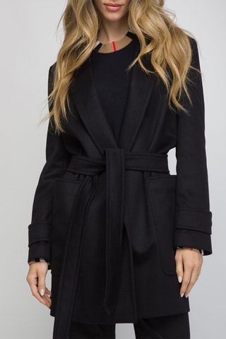 Manteau en laine et cachemire Sherringham short A23O - Noir